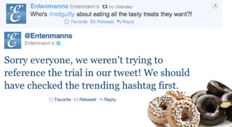 Entenmanns tweets the wrong hashtag.