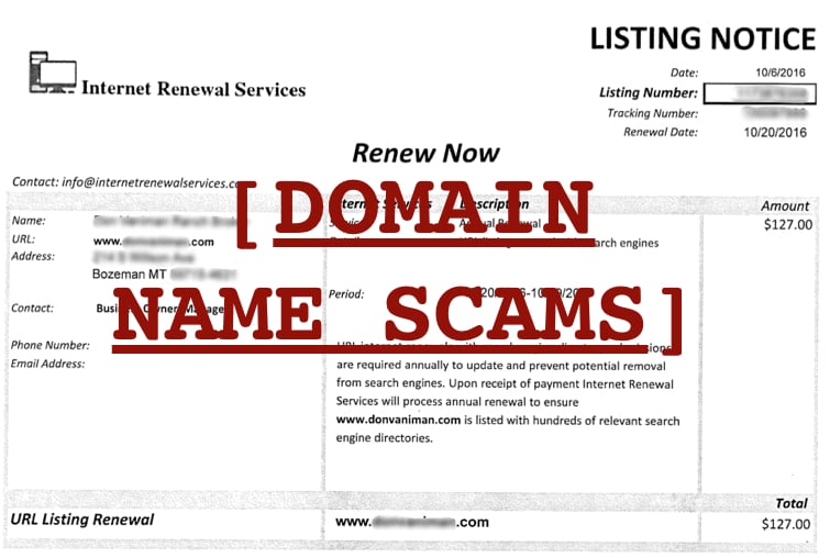 avoiding domain name scams.